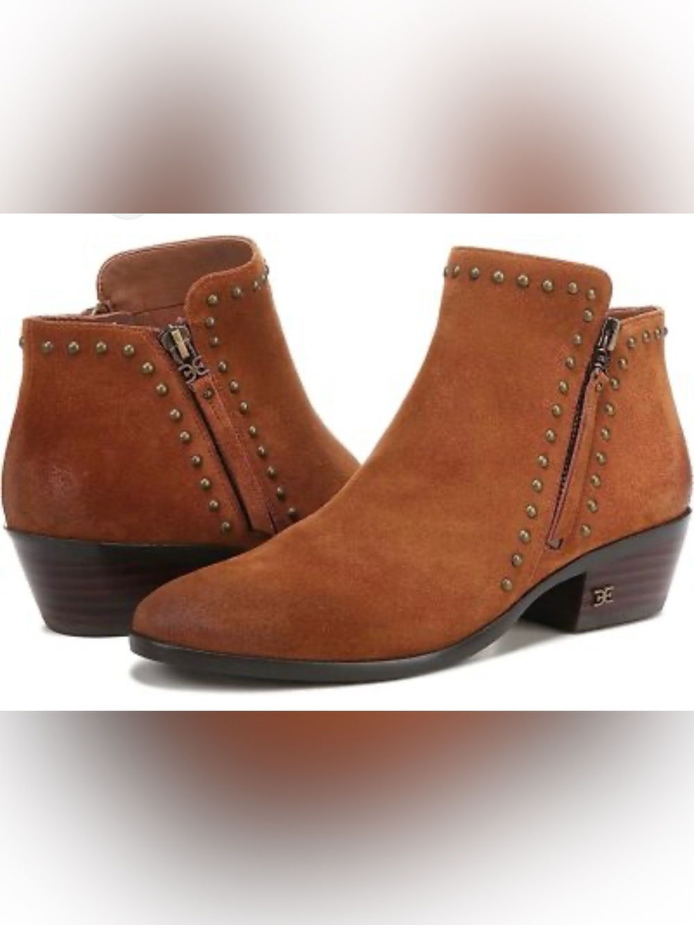 SAM EDELMAN Paola Women's Suede Studded Ankle Boots - Brown